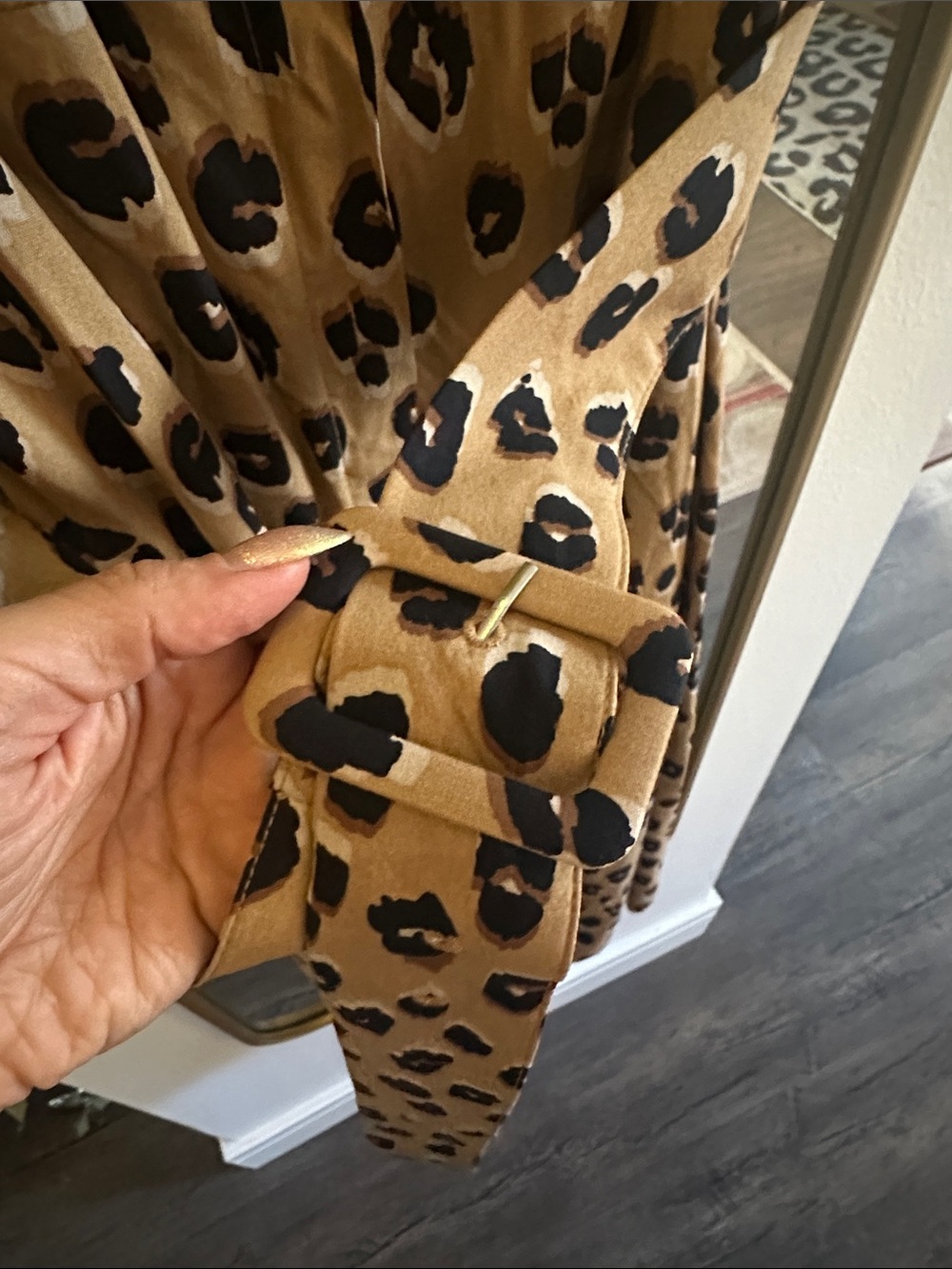 Leopard print midi dress with belt detail button down. - Picture 3 of 3
